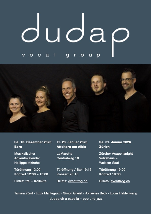 Dudap an der Zürcher Acappellanight – 31. Januar 2026 Dudap an der Zürcher Acappellanight – 31. Januar 2026